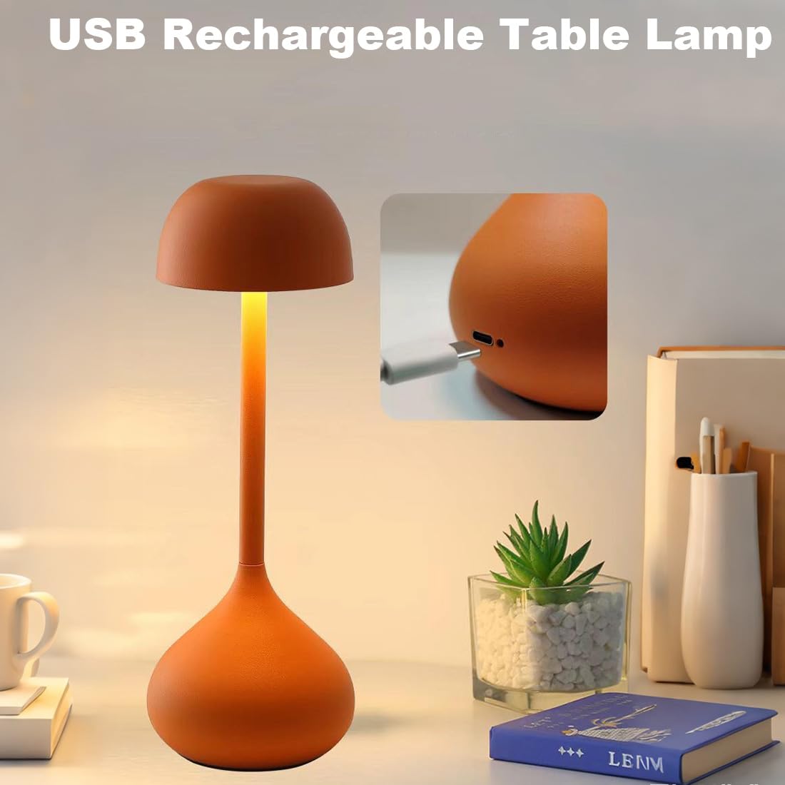 EaEa LED Tischlampe Kabellos Dimmbar Akku Lampe mit Touch Control, Vaseform Tischleuchte USB Aufladbar 3000k-6000k Moderne Dekorative ohne Kabel Nachttischlampe, für Restaurant, Schlafzimmer,Grau
