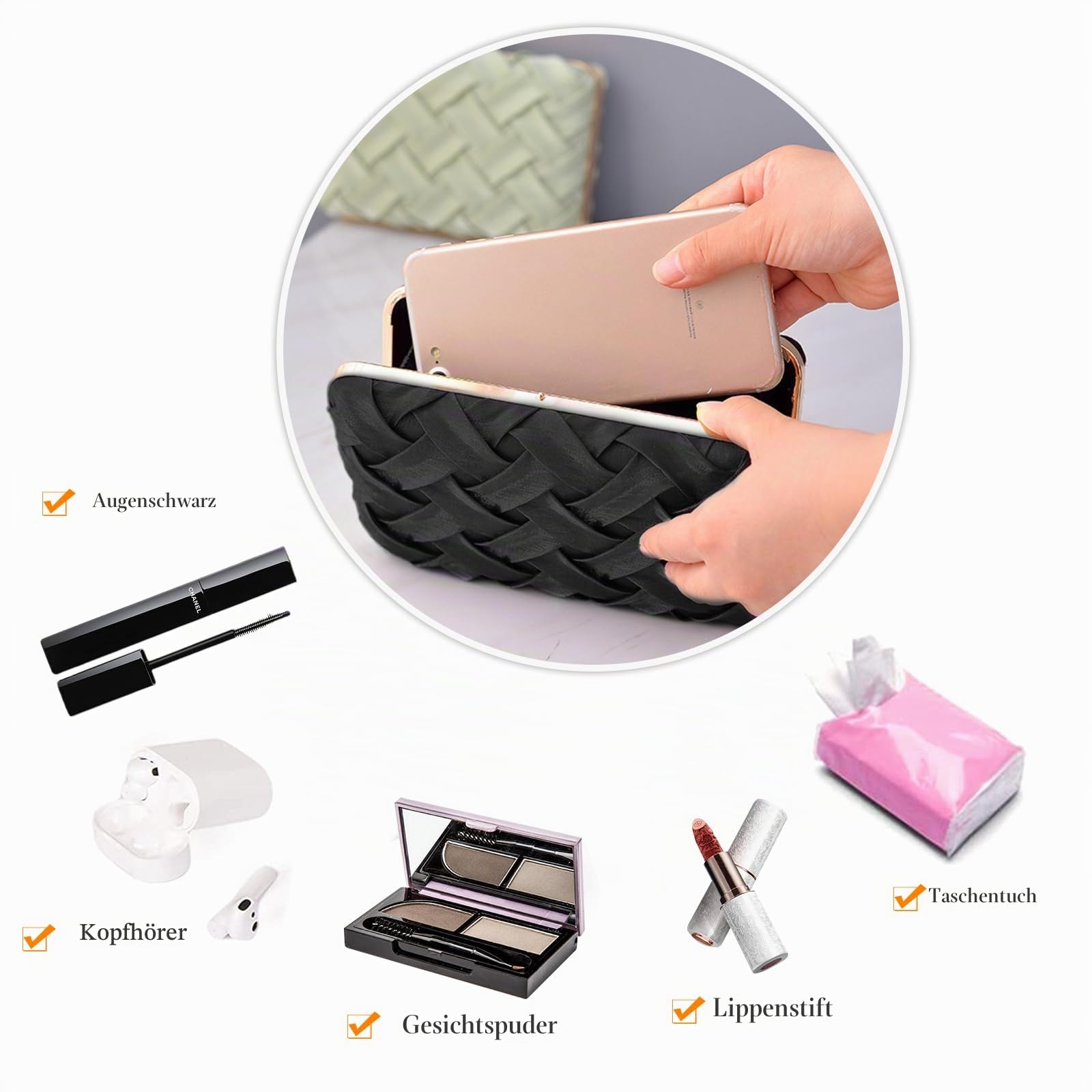 CORIOS Damen Abendtasche Clutch Tasche Hochzeit Brautbörse Handtasche Elegante Schultertasche Kettentasche Tasche Luxurious Klein Umhängetasche für Hochzeit Wedding Prom Party Schwarz