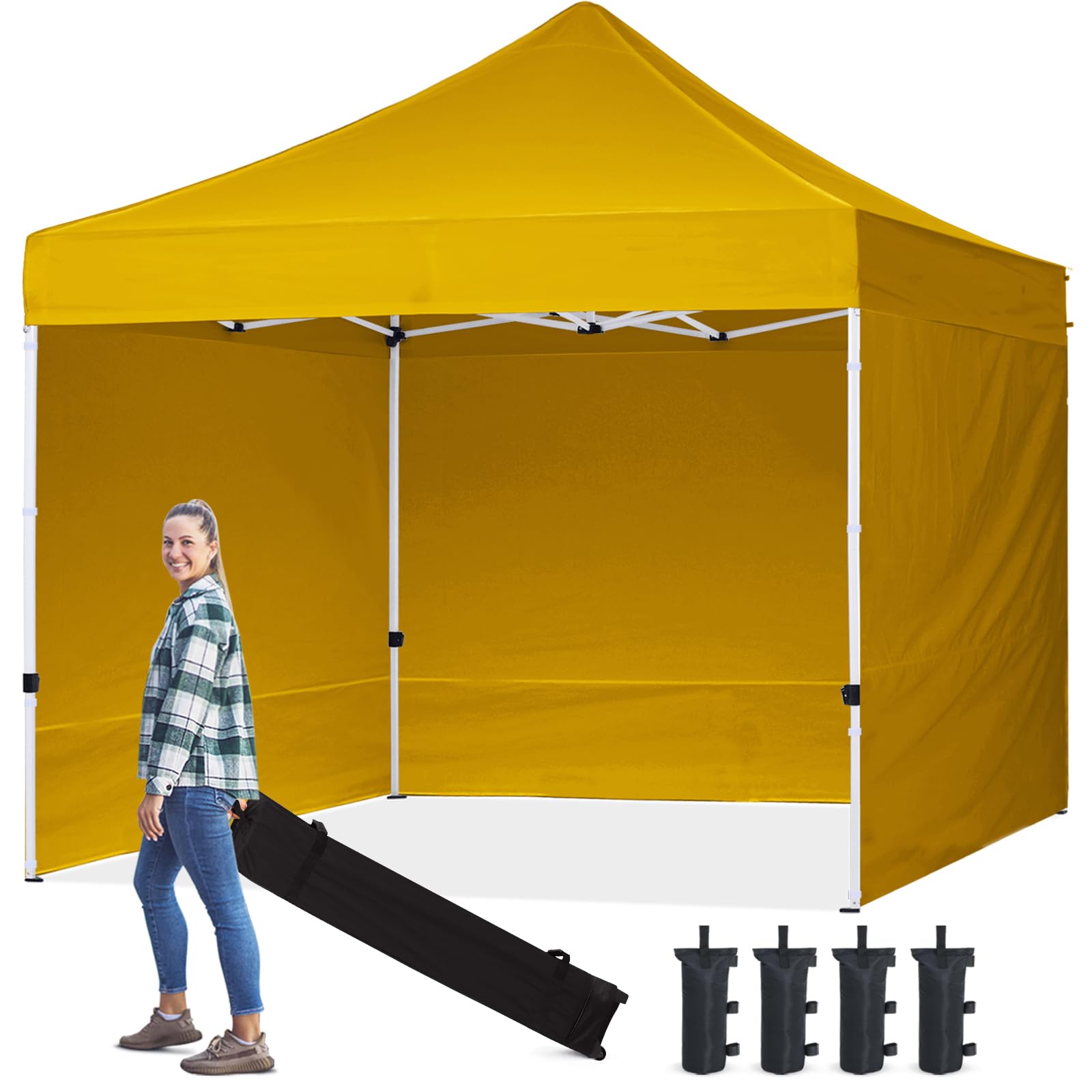 pop up canopy tent with sidewalls 10x10 for outdoor commercial instant sun shelter,gold