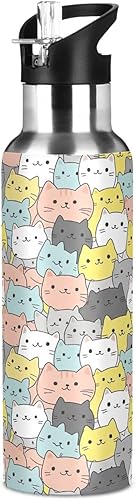 Miniatura 8 de Cute Cats - Botella de agua aislada colorida de 32 onzas, a prueba de fugas, botella de agua deportiva sin BPA aislada