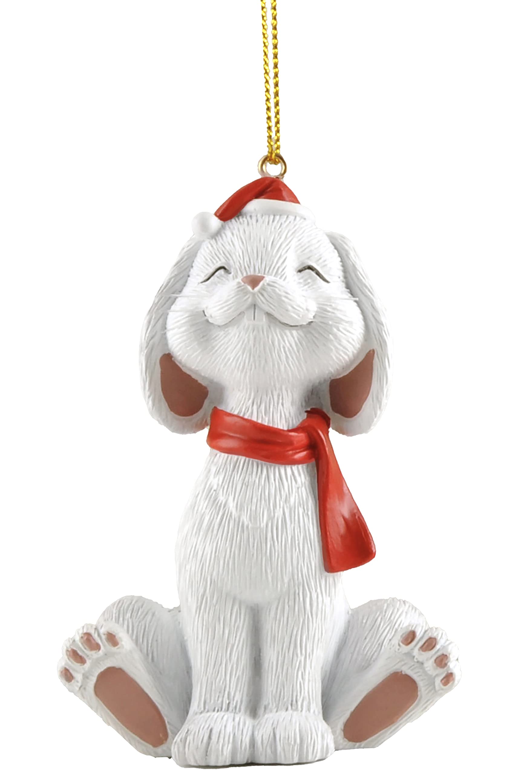 JFSM INC. White Whimsical Happy Bunny Christmas Ornament (White) - 3.5