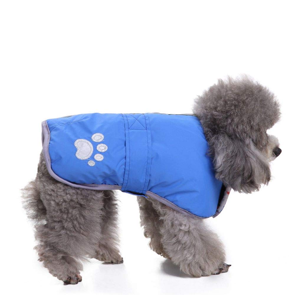 Leowow Reversible Dog Winter Coat Warm Dog Apparel Pet Winter Jacket for Small Medium Large Dogs Blue-Large