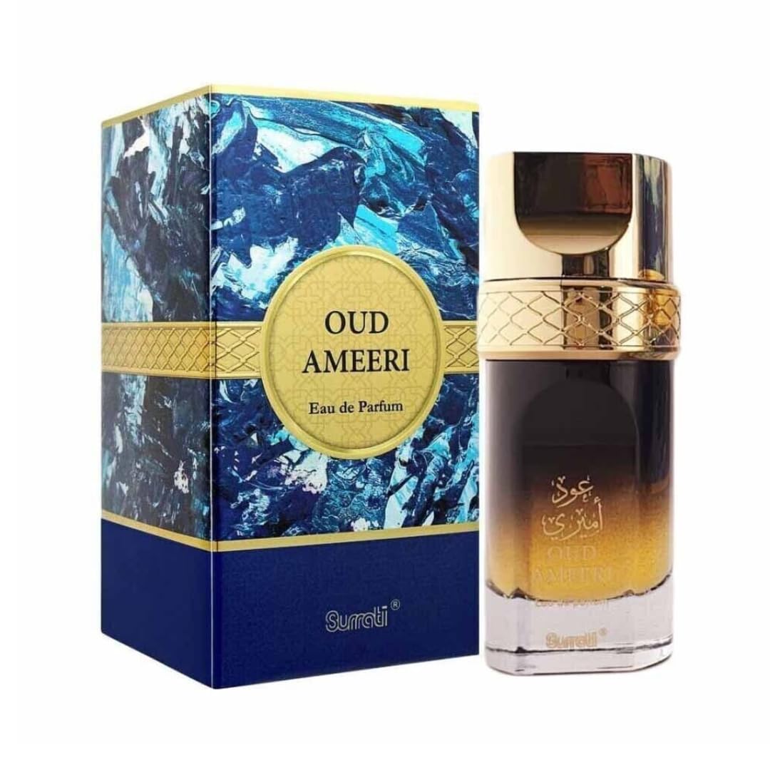Surrati Oud Ameeri Arabian Perfume - Eau de Parfum Spray 100ML (3.4 OZ), Exotic Women's Fragrance With Woody, Harbaceous & Spicy Notes - Long Lasting