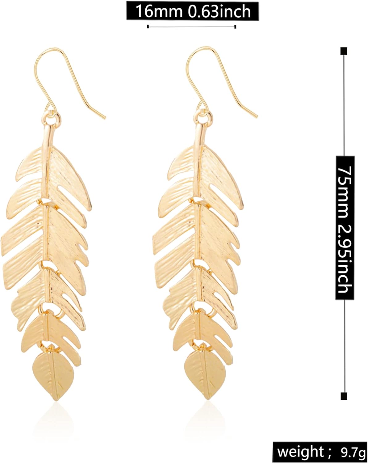 Chic Floating Feathers Dangle Earrings Long Hanging Metal Link Leaf Drops for Women Bohemian Lightweight Layered Dangling Leaves - Image 4