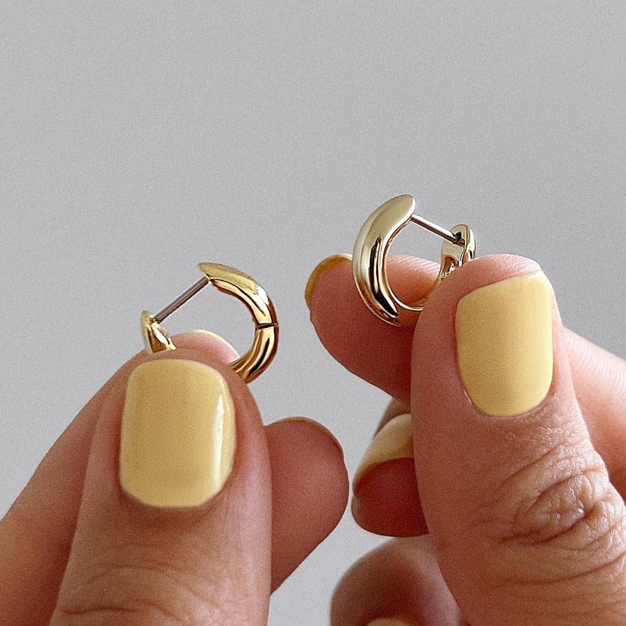 Ana Luisa Giulia Huggie Hoop Earrings for Women - Hypoallergenic Water-Resistant Tarnish-Free Chunky Earrings for Women - 14K Gold Plated & Silver Rhodium Plated Hoops - Small, Medium & Large Size - Image 9