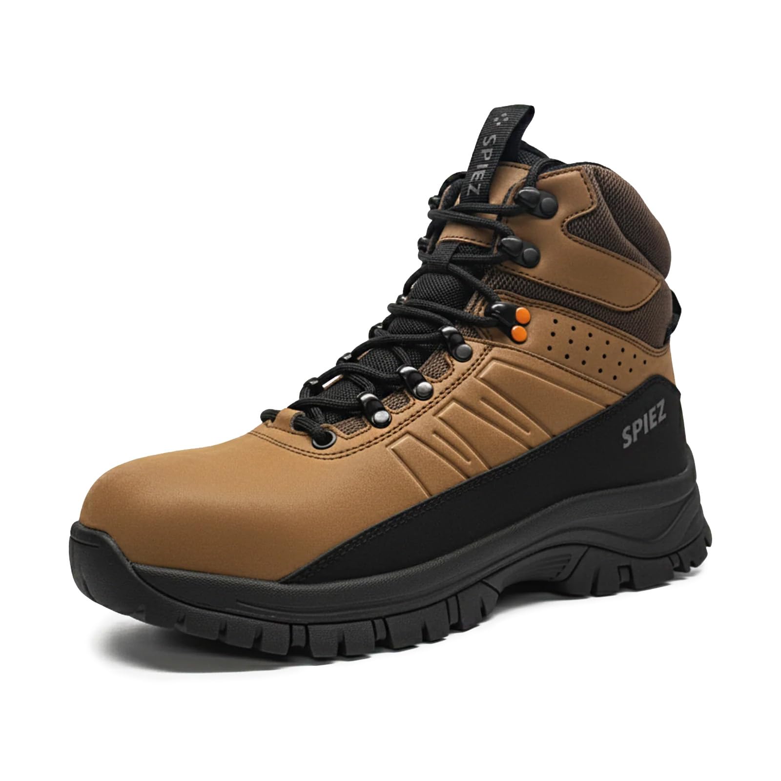 SPIEZ Botas de seguridad para hombre S2 – Zapatos de seguridad ligeros con puntera composite, antideslizantes, resistentes al agua y antiestáticos Marrón, EU 39–46