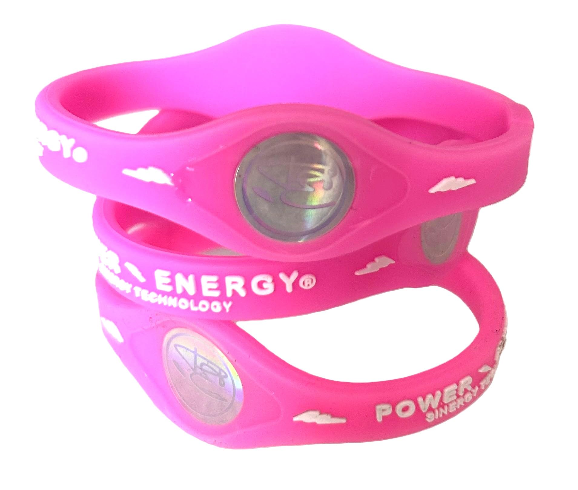 Power Energy© Balance Bands, Silicon Sports Wristband, Hologram Bracelet Wrist Band, Infused with Natural Minerals & Negative Ions (Pink, Large 205mm)