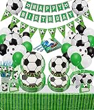 Soccer Party Supplies Sports Theme Party Pack Including Plates, Cups, Napkins, Spoons, Knives, Forks