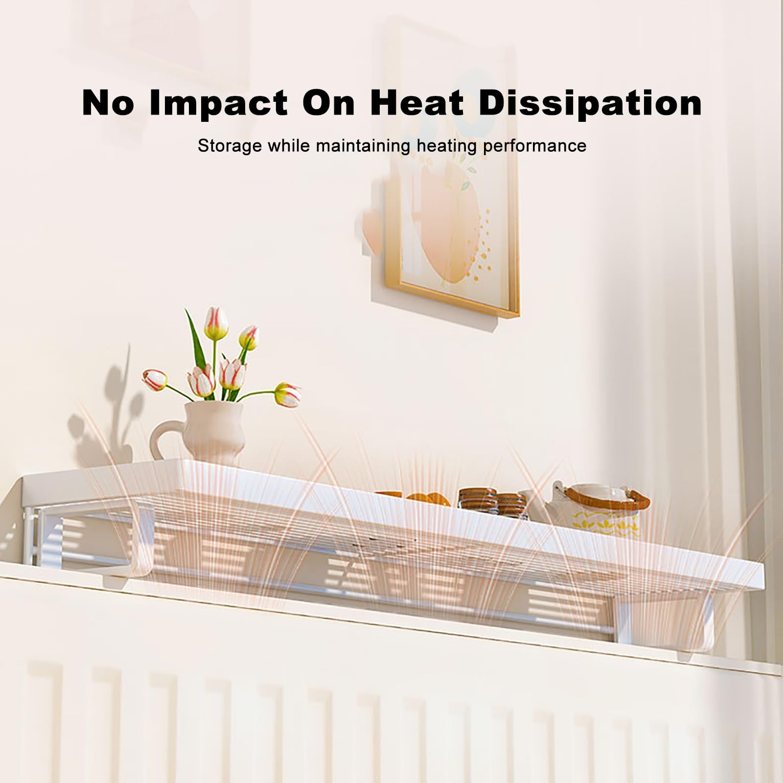 Mensola per Termosifone Rimovibile, Mensola per Radiatore Sospesa, Copri Termosifone in Ghisa, Senza Fori, per Ufficio, Corridoio, Soggiorno, Camera da Letto(50 * 12cm/20 * 5in)
