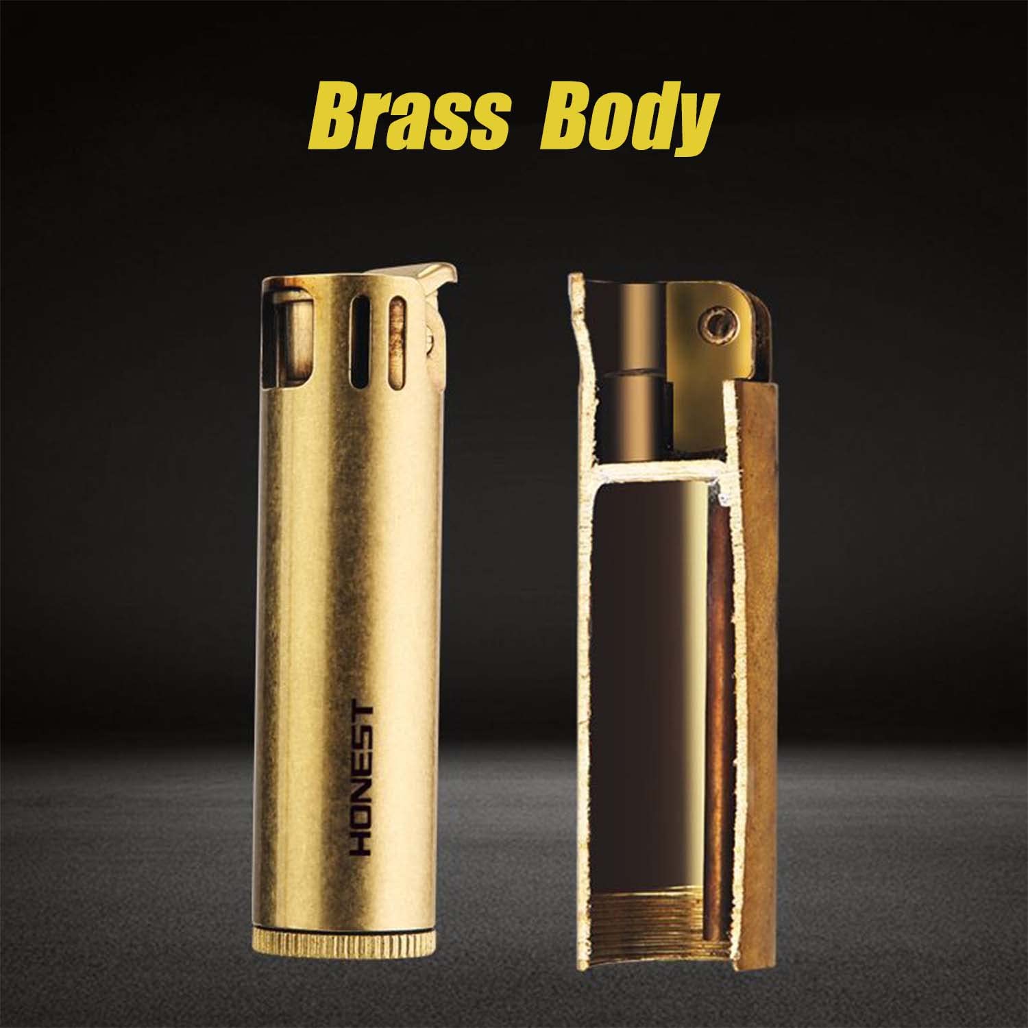 Laiton Cigare Briquet Vintage Creative Nostalgie Coupe-Vent Kérosène Trench Briquet Scellé Économe en Carburant Et Conception Détachable