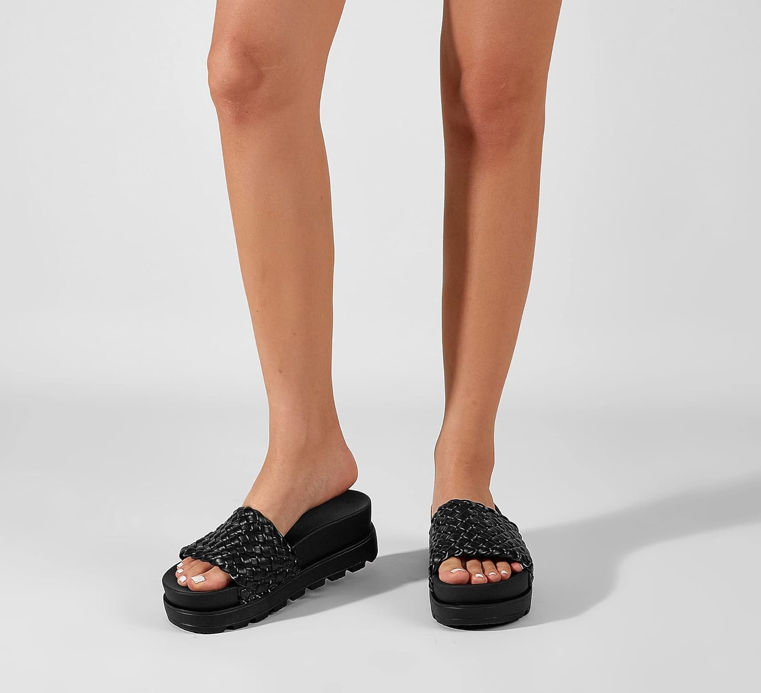 LUCKY STEP Women's Platform Sandals Braided Strap Flatform Slide Open Toe Casual Summer Beach Outdoor Wedge Woven Belt Slipper - Image 8