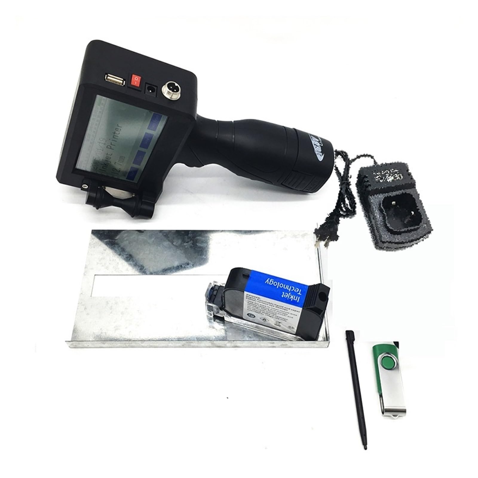 MYUYEE Portable Inkjet Coder, 4.3 Inch Touch Screen Portable Inkjet Printer Qr Code/Label Printer Inkjet Usb Handheld Inkjet Printer 12.7 Ink (1 Printer 1 Ink 1)