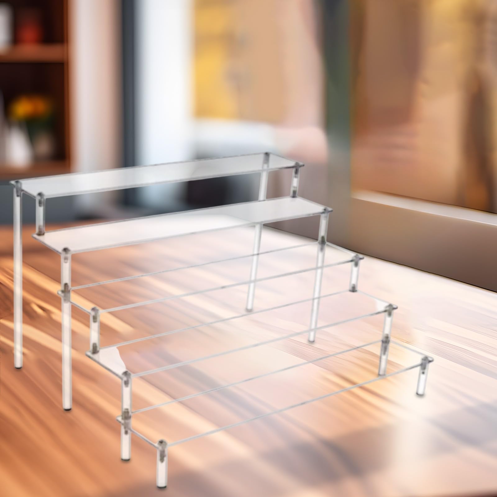 JIANGRENMU Wooden Display Risers, Set of 3 Nesting Stands, 16.5 x 7 x 4.8 Inches, Dark Brown (Vintage Black)