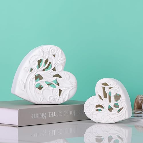 Miniatura 5 de DOVDOV Escultura de corazón para decoración del hogar, estatua de corazón ahuecado blanco, estatua de amor para el hogar, sala de estar, decoración