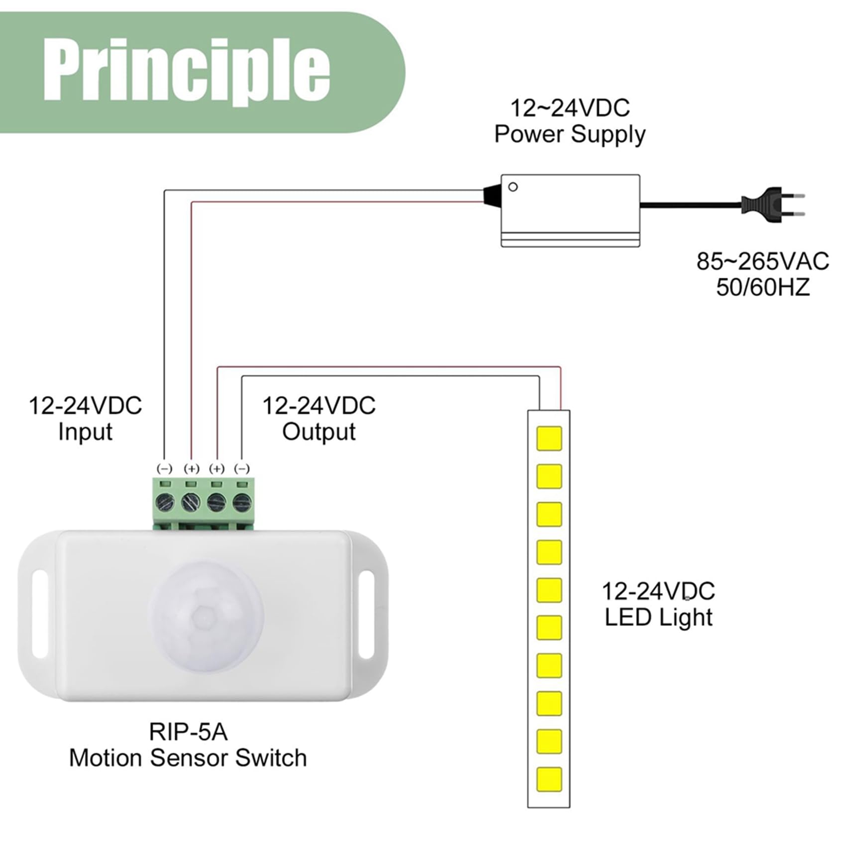 Paquete de 12 Sensores de Movimiento PIR de 12 V y 24 V, Detector de Movimiento, Interruptor de Luz, Detección de Infrarrojos, Función de Temporización de Movimiento