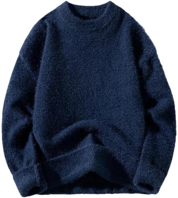 Casual Autumn Winter Sweaters Men's O-Neck Solid Color Long Sleeve Pullovers Knitted Top