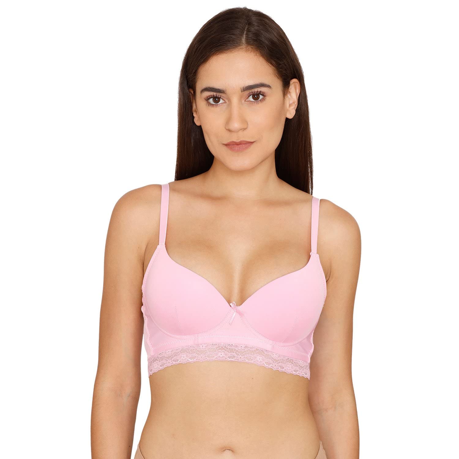 Rosalineby Zivame Women's Polyester Cotton Padded Non-Wired Casual Medium Coverage T-Shirt Bra (RO1138FASHAPINK0036C_Purple_36C)