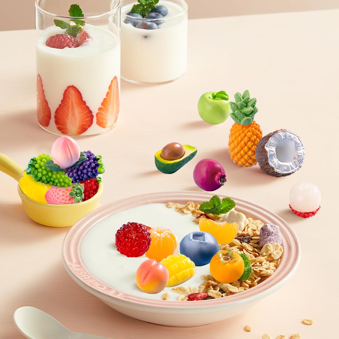 Amazon | HyzaPhix ミニチュア デコパーツ 果物 48個入 フルーツ 置物