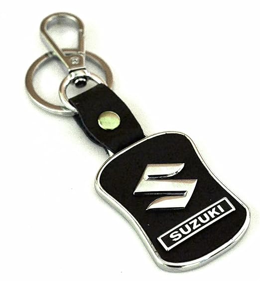 ZYZTA Suzuki Cars Metal & Leather Suzuki Logo Key Chain, Black