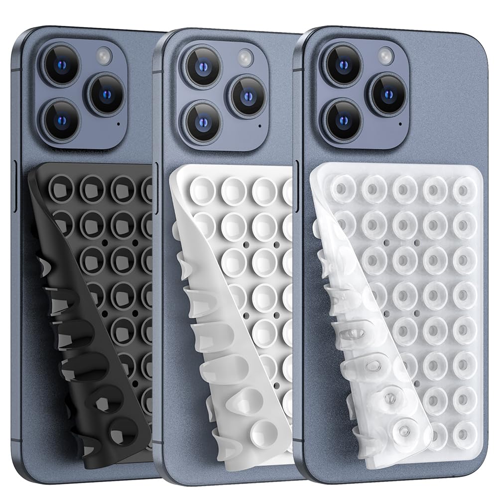 Double Sided Silicone Suction Phone Holder Mount, Silicon Accessory for iPhone and Android, Hands-Free Mirror Shower Phone Holder, TikTok Videos and Selfies (Combo B)