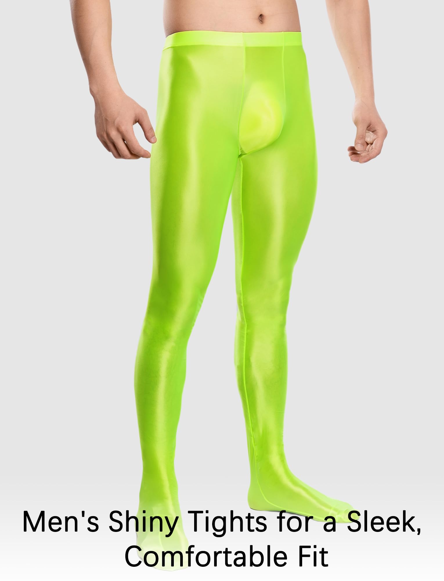AIEOE Hommes Leggings Huileux Brillant Collant Élastique Corsaire Pantalon Taille Haute Pantalon de Sport Nylon Glossy Jumpsuit Panty de Compression M-XXL