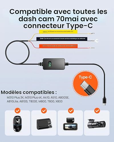 【70mai Dashcam M310 Plus 4K+Kit de Câblage UP06】 - 7