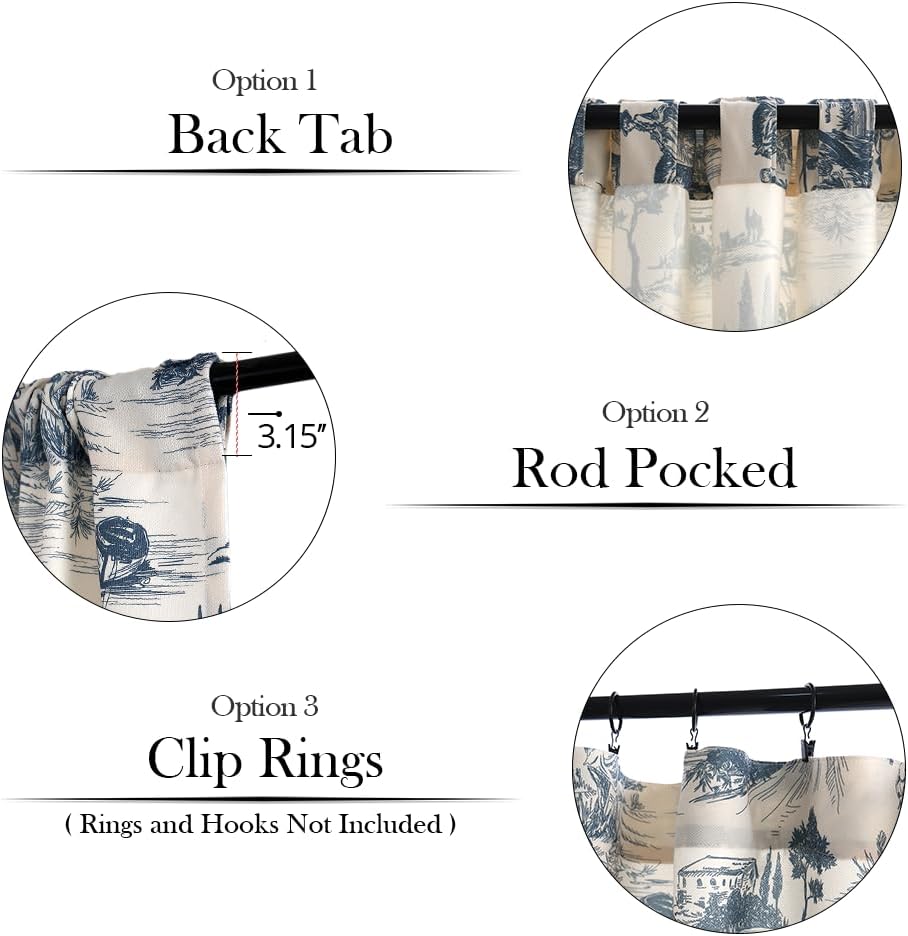Autumn Dream Chenille Light Blocking Curtains 2 Panels Rod Pocket Back Tab Drapes Rural Blue Farmhouse Curtains for Bedroom, Living Room,Patio Doors (Blue, 52" W x 63" L)