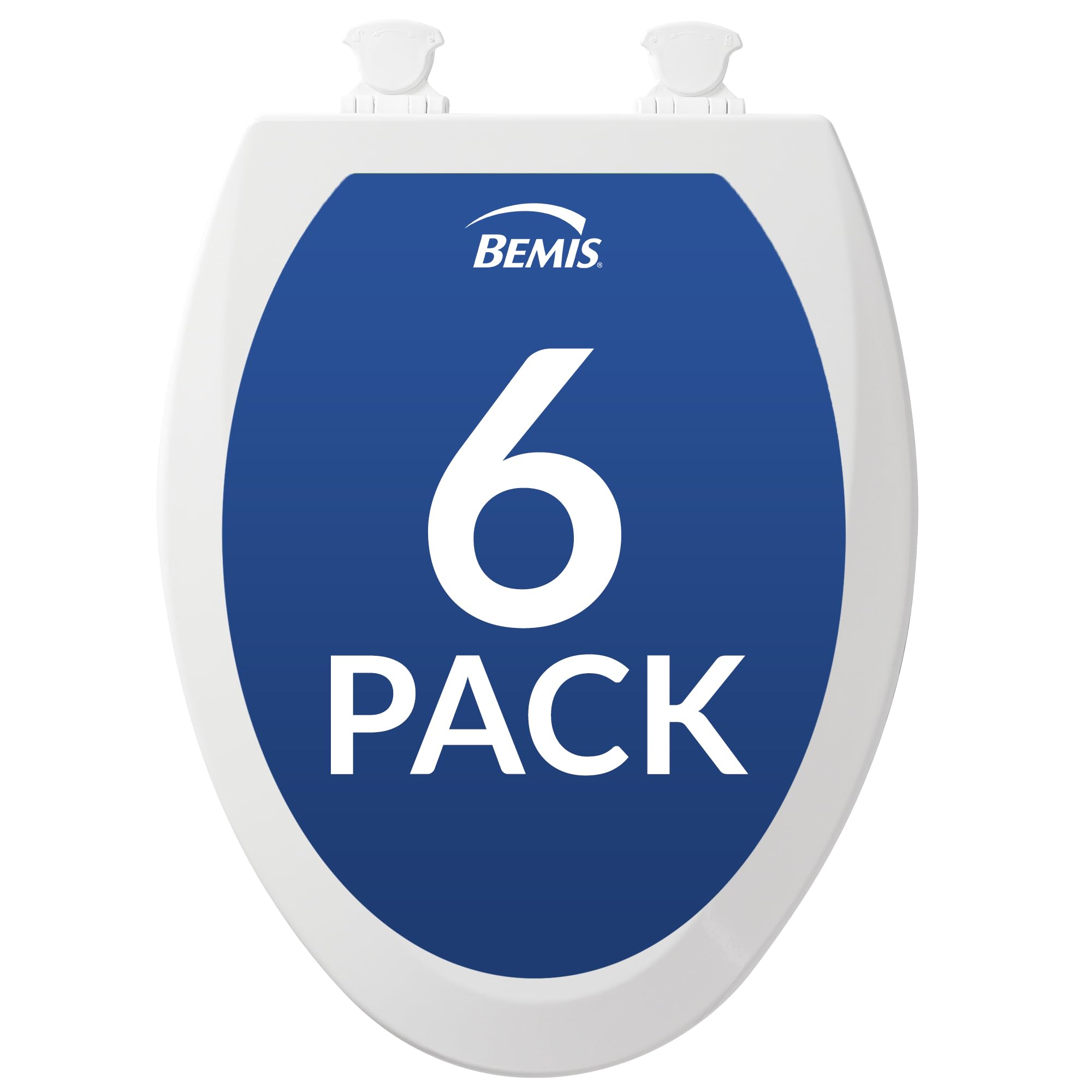 Bemis 1500EC Durable Wood Toilet Seat with Easy Clean Hinges, Made in USA, Elongated, White, 6-Pack