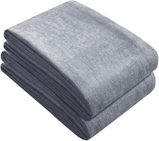 ELKCA Double-Sided Chenille Window Curtains for Living Room,Silver Grey Curtains for Bedroom, Grommet Top,Pack of 2(Silver Grey, 52" W x 63" L)