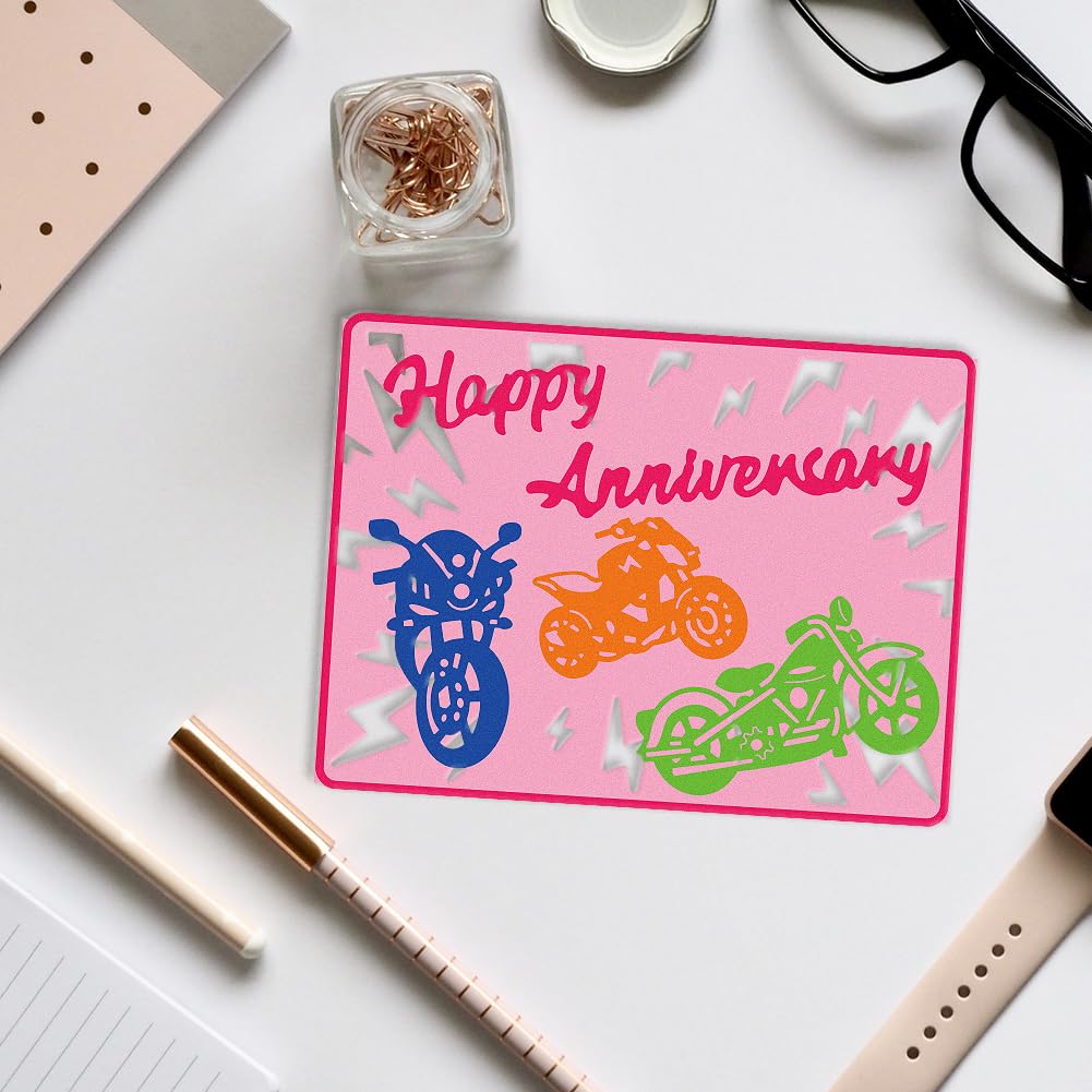 DELORIGIN Motorcycle Cutting Dies Anniversary Frame Card Making Die Cut Carbon Steel Die Cuts Stencils Card Scrapbooking Embossing Template for DIY Paper Craft Making Album Gift Invitation Decor - Image 3
