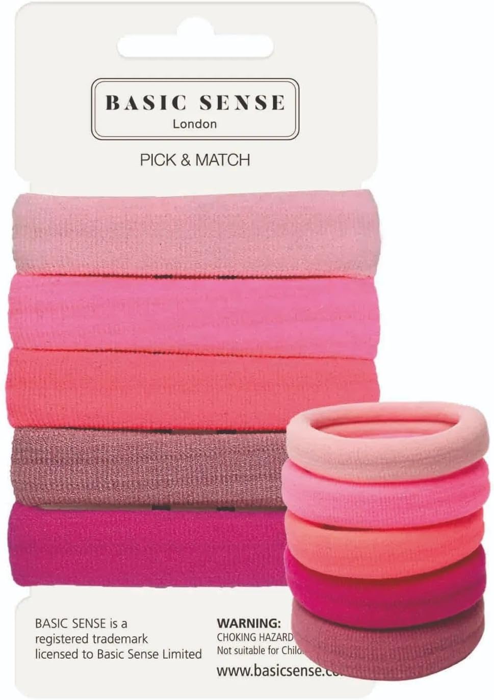 Basic SenseThick Hair Ties - Specially Designed for Thick Hair, Premium Cotton Mixed, Extra Strong Hold Seamless Elastics, Metal-Free, Thick Pink