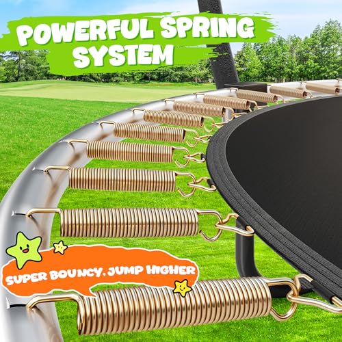 Image of JELENS Trampoline 8FT 10FT 12FT 14FT 15FT 16FT, Recreational Trampolines with Enclosure Net, Outdoor Anti-Rust Trampolines for Kids and Adults, ASTM Approved