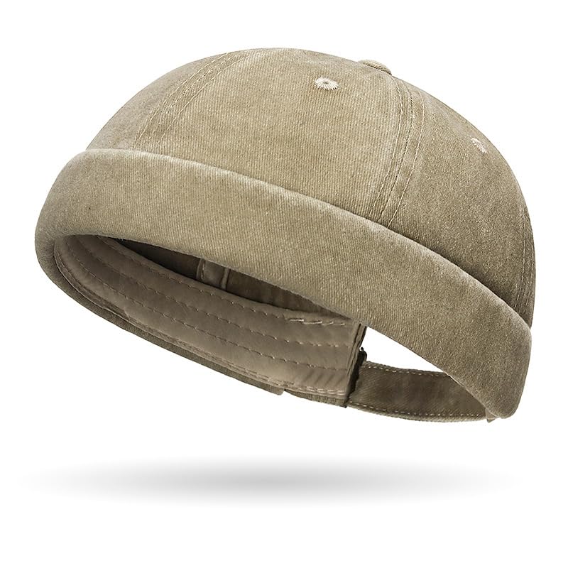 Tiakay Docker-Cap Herren Seemannsmütze Hafenmütze Basecap Tragbar Brimless Rolled Cuff Harbour Vintage Distressed-Baumwolle Mütze Ideal Für Angeln, Wandern Und Outdoor-Aktivitäten