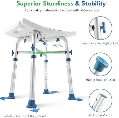 Miniatura 2 de Silla de ducha resistente de 500 libras, silla de ducha para ducha interior con asa y soporte para cabezal de ducha, banco de ducha bariátrico