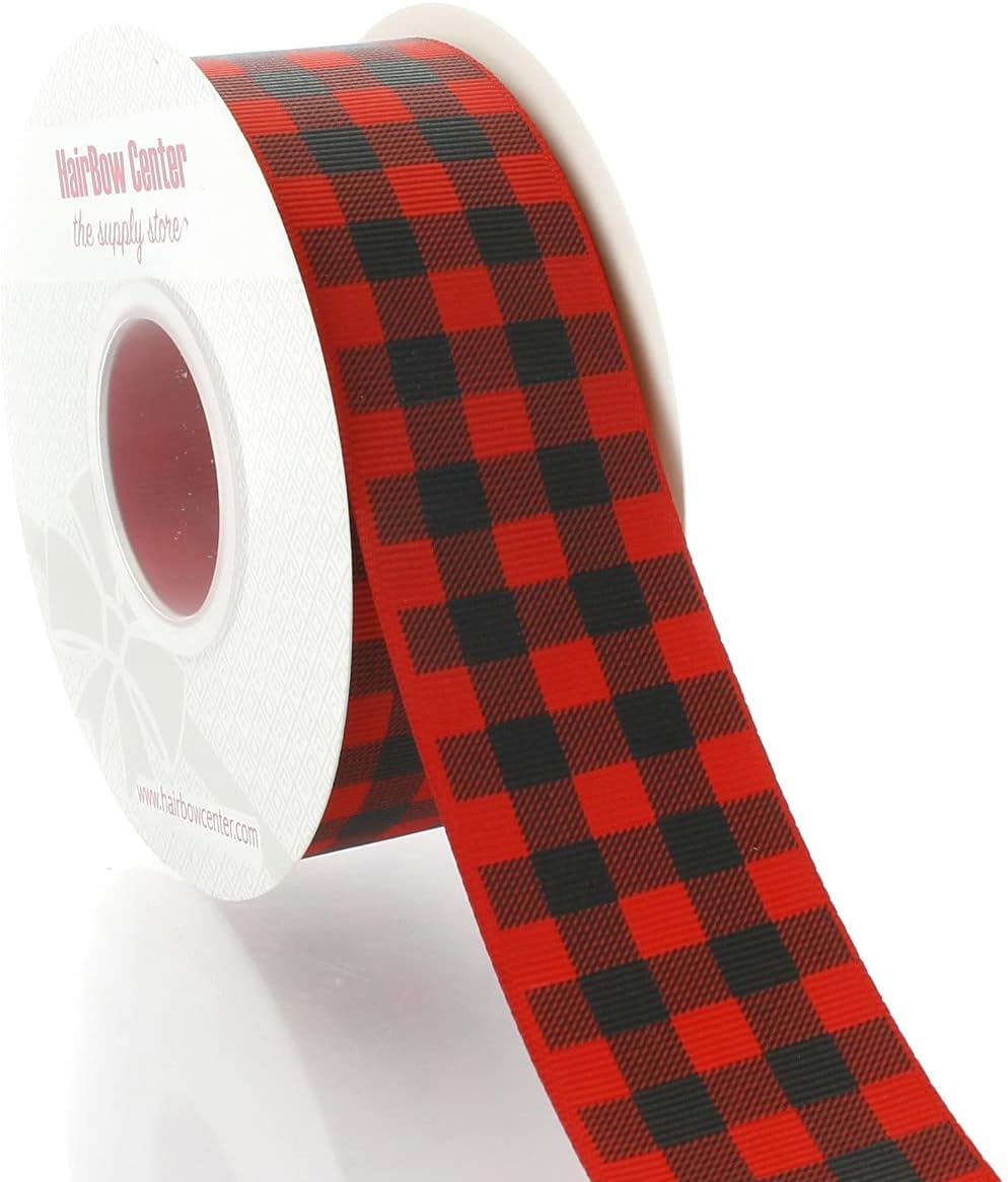 1.5" Red/Black Buffalo Plaid Grosgrain Ribbon 100 Yards