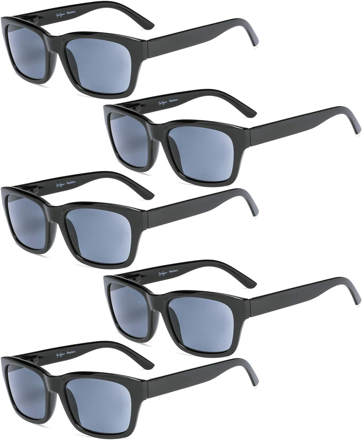 5-pack Spring Hinges Large Square Frame Reading Glasses