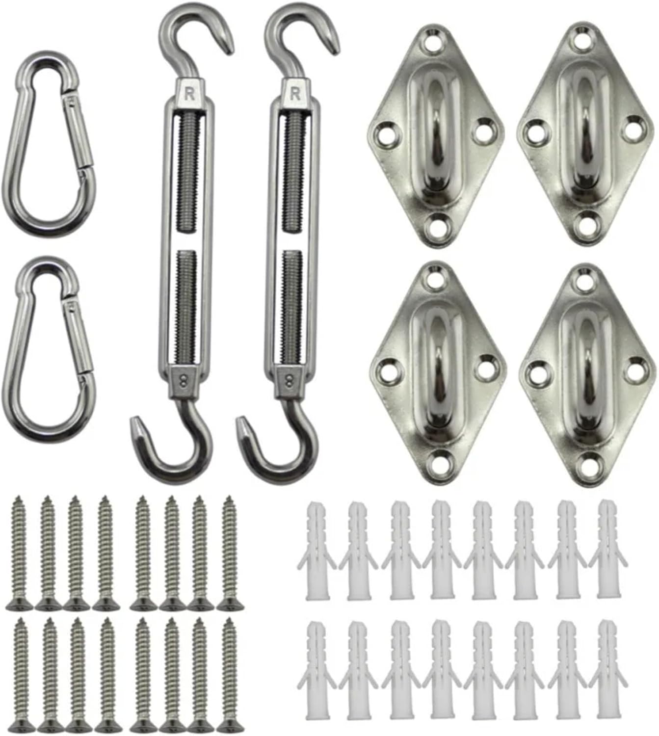 1set Stainless Steel Sun Sail Shade Shade Sail Canopy Fixing Fittings Accessory Kit Safety Sun Canopy Fixing Home Accessories