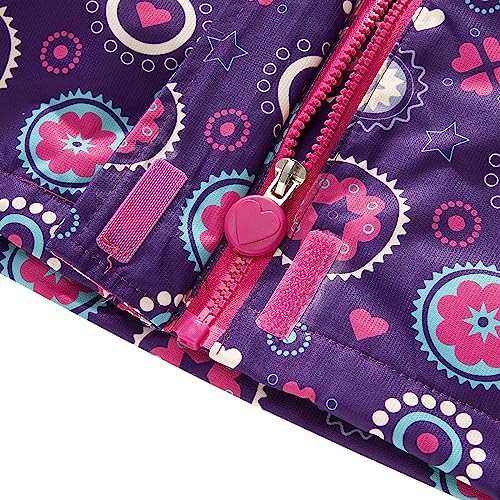 Image of Girls Rain Jacket Kids Hooded Raincoat Windbreaker with Fleece Lining