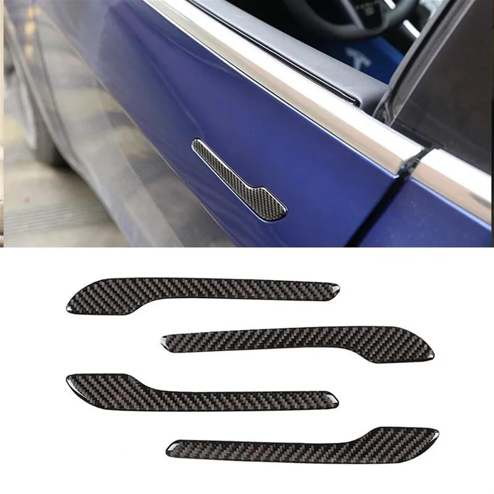 NMJLQW Car Door Handle Cover Exterior Trim Decorative Accessories for Tesla for Model 3 2018 2019