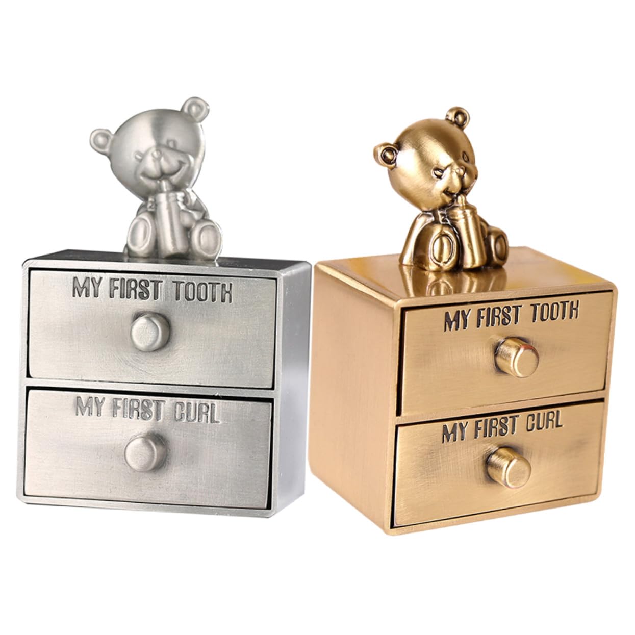 BESPORTBLE Caja Metálica Multifuncional de 2 Piezas para Guardar Dientes de Leche y Rizos del Ñiño, Joyero Pequeño Adecuado para Recuerdos y Regalos de Niños