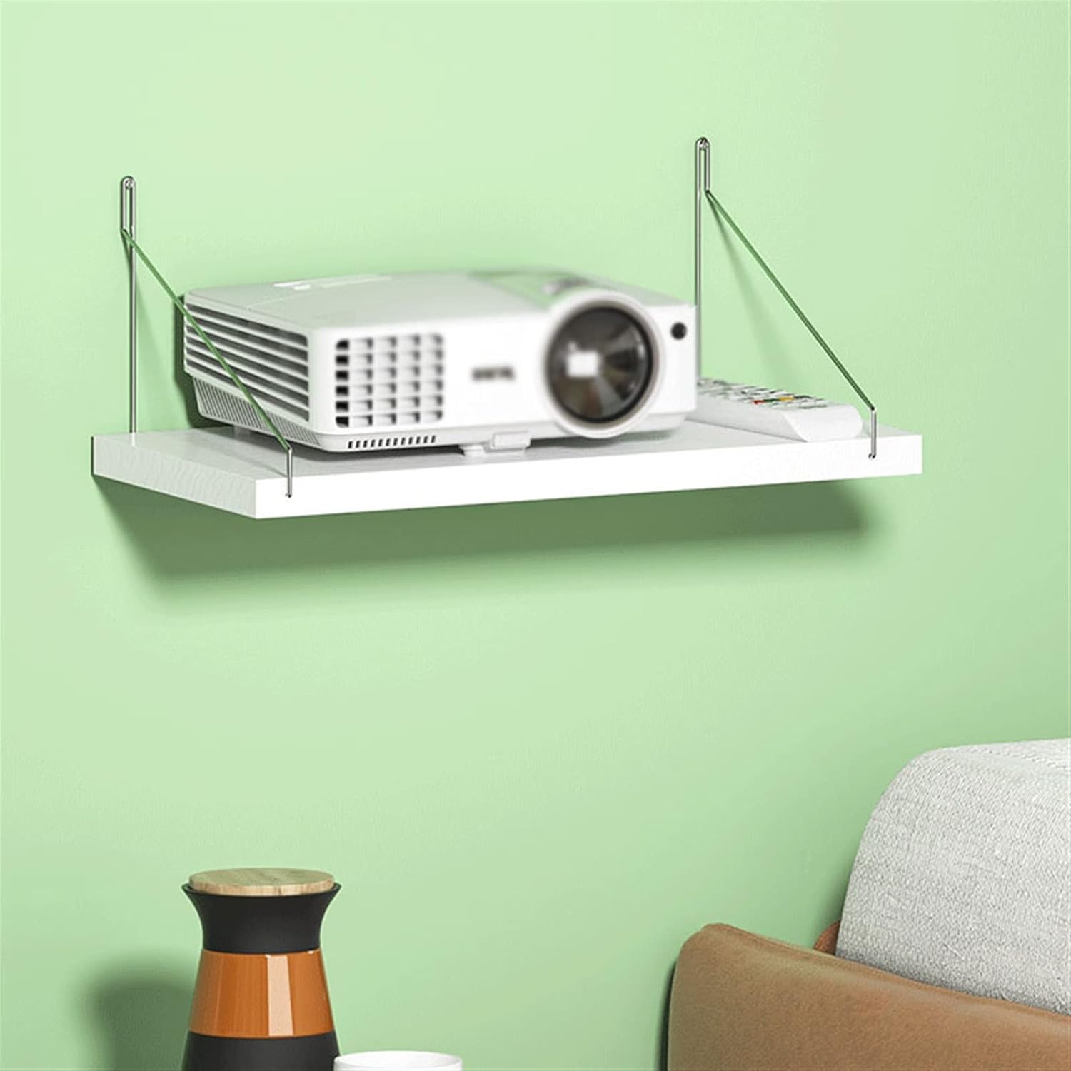 Projector Mount Projector Rack Wall-Mounted Punch-Free Projector Stand Bedroom Living Room Bedside Wall Tray Heavy-Duty Projector Shelf Projector Bbracket (Color : 1) (1)