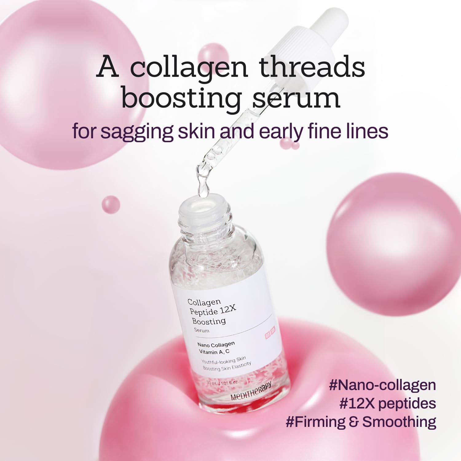 Collagen Peptide 12X Boosting Serum, Enhances Skin Elasticity & Reduces Deep Wrinkles, Promotes Collagen Production for Firm and Youthful Skin, Korean Skincare, 1.01 fl.oz - Image 2