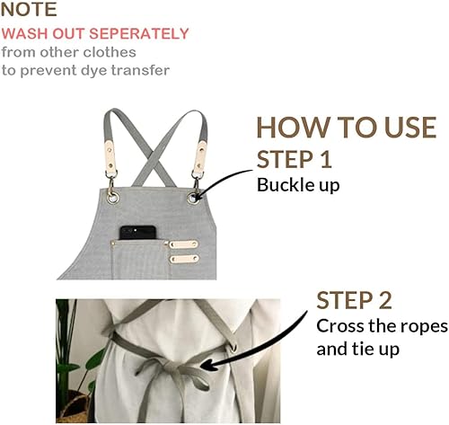 Miniatura 3 de carrotez Delantal de lona ajustable de gran tamaño con bolsillos Delantales para hombres y mujeres