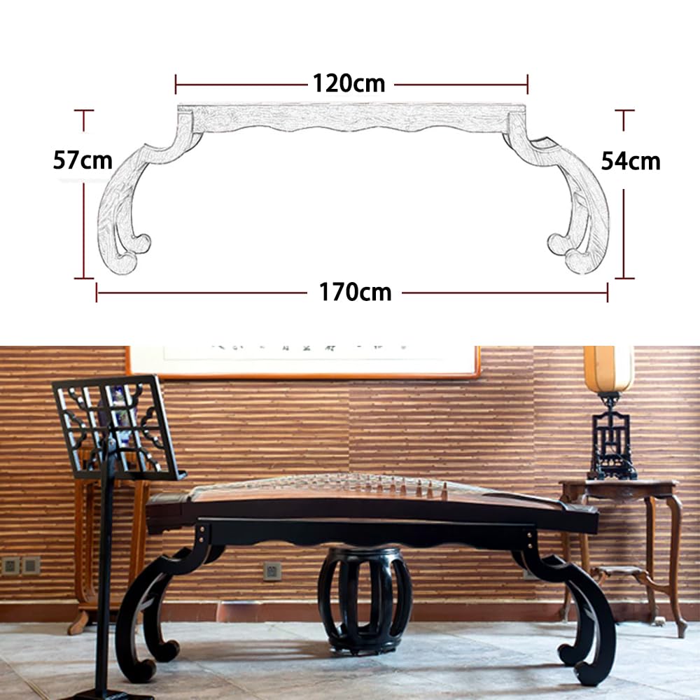 Stojak Guzheng z litego drewna w stylu Zen, z możliwością montażu | Solidne i trwałe, łatwe w montażu, antypoślizgowe nóżki i ażurowe rzeźbienie