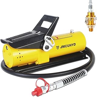 Air Hydraulic Pump 10,000 PSI High Pressure Pneumatic Hydraulic Pump Foot Operated Air Over Hydraulic Pump for Ram, Presses with Air Line Lubricator Hose