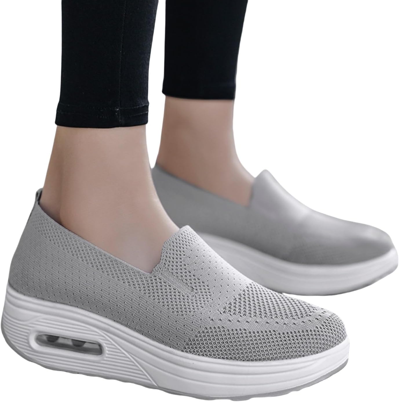 Orthopedic Sneakers for Women,Wide Width Wedge Non Slip Diabetic Sneakers,Slip On Walking Shoes,Breathable Mesh Comfortable Shoes,Air Cushion Soft Sole Shoe with Arch Support