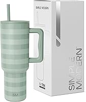 Vista 120 de Simple Modern - Vaso Trek de 40 onzas con asa y tapa con sorbete, taza de viaje de acero inoxidable con aislamiento, apta para portavasos Bosque