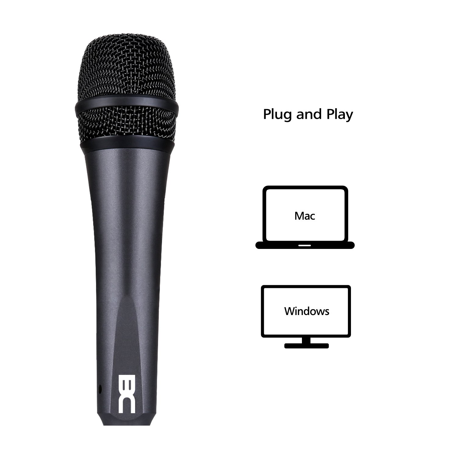 Microfono USB Dinamico Cardioide Metallico Registrazione Professionale con Treppiede per PC Mac Studio Gaming Canto Youtube Windows - Nero (DM35U)