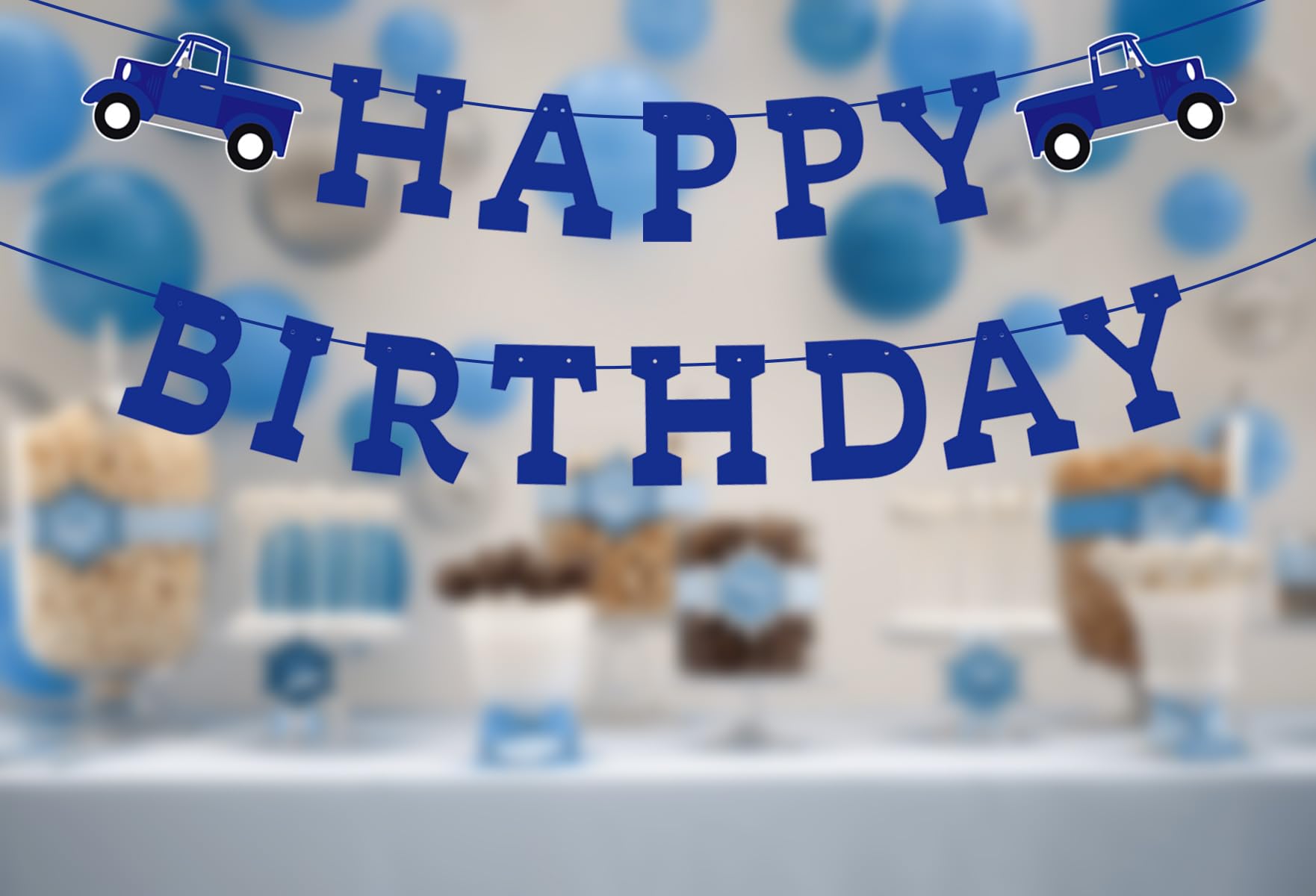 Amazon.com: Blue Truck Birthday Decorations Pre-Strung Blue Happy