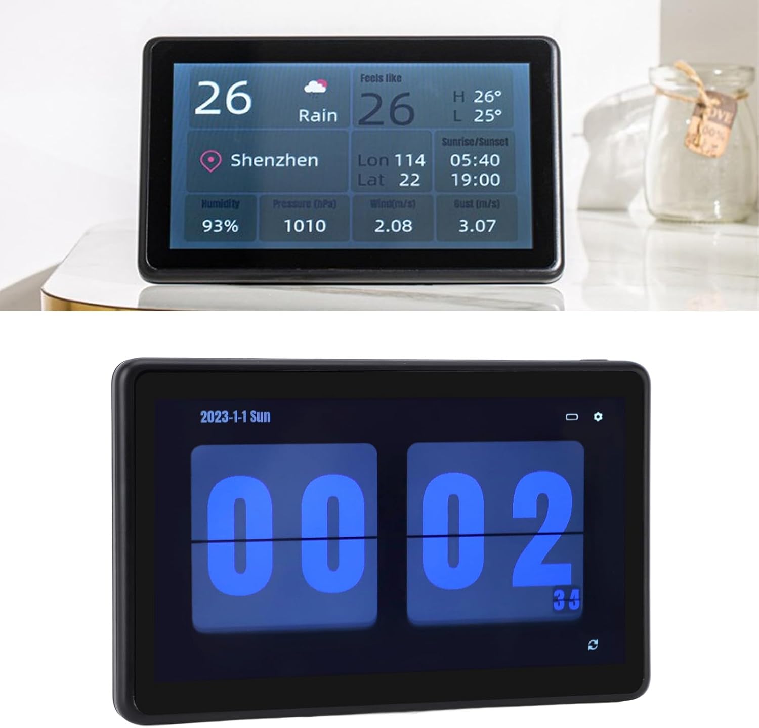 Desktop Digital Clock Multifunction Weather Forecast Time Correction LCD Digital Flip Clock with Reminders for Home Use